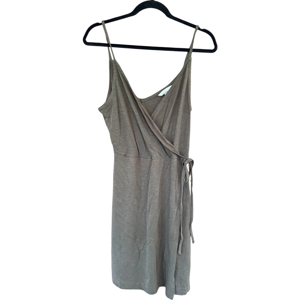 HM Basics Green Olive Cotton Modal Wrap Mini Dress Medium 0660497005 X2